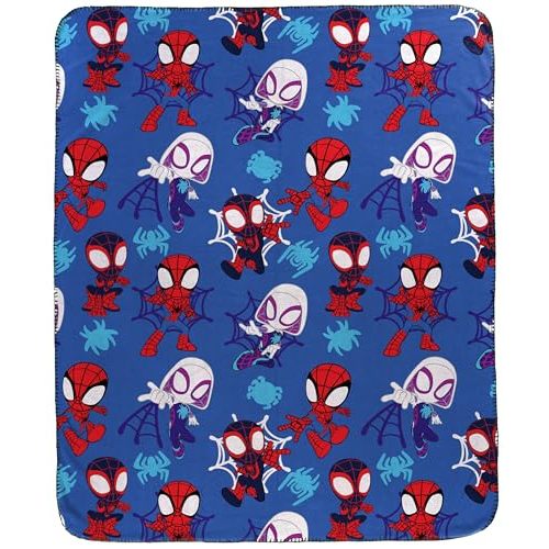Jay Franco Kids Plush Throw Blanket – Soft & Cozy Fleece Throw for Bedroom & Couch Décor, Official Licensed Product, Blue - Spidey & His Amazing Friends, 40x50 - Travel Blanket