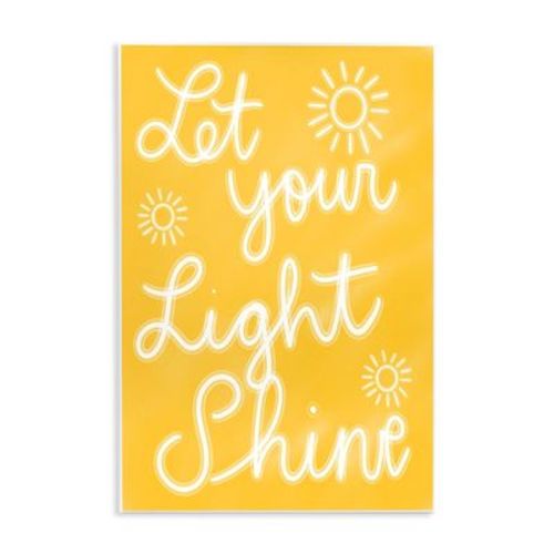 Stupell Industries Let Your Light Shine Yellow Phrase Wall Plaque Art, 13" x 19"