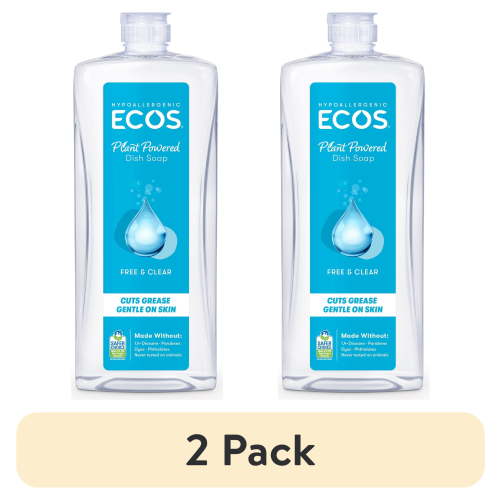 (2 pack) ECOS Hypoallergenic Liquid Dish Soap, Free & Clear, 25 Fluid Ounce