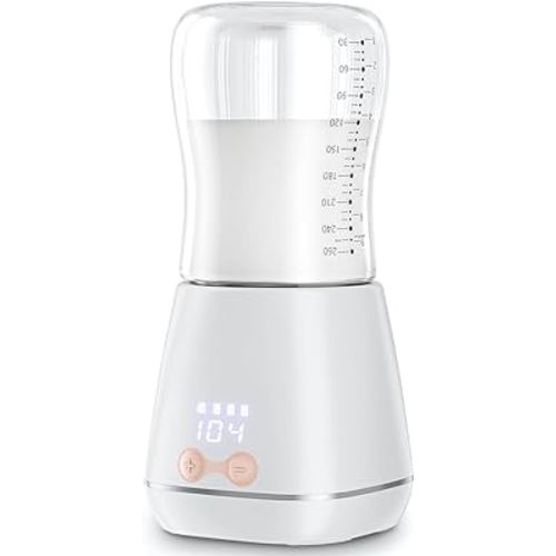 Portable Bottle Warmer, Fast Baby Bottle Warmer for Travel with Glass Bottle, Rechargeable Bottle Warmer On The Go with Precise Temperature Control for Breastmilk, Formula (White)