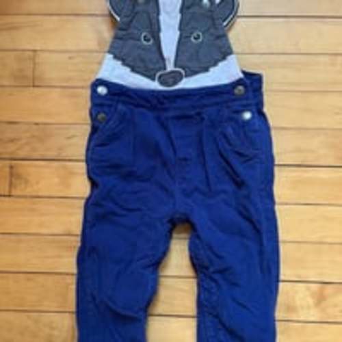 Mini Baby Boden 18/24 Mon Skunk Badger Face Blue Corduroy Overalls Rare