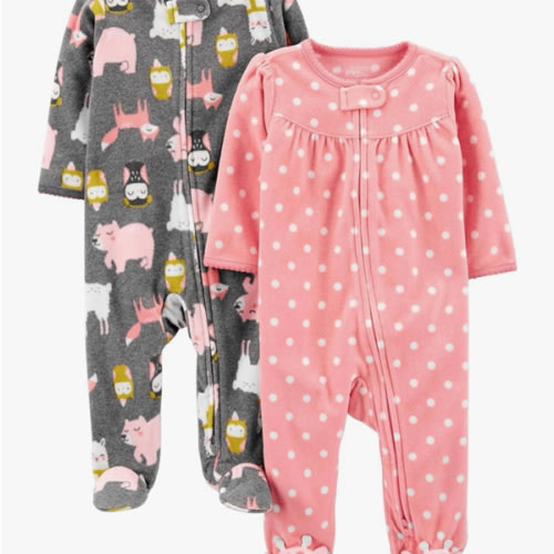 Simple Joys by Carter's Baby Girls' Fleece Footed Sleep and Play, Pack of 2