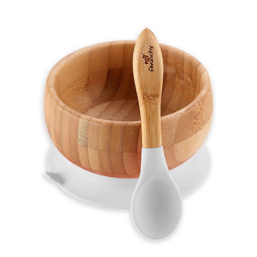 Avanchy Bamboo + Silicone Suction Baby Bowl and Spoon