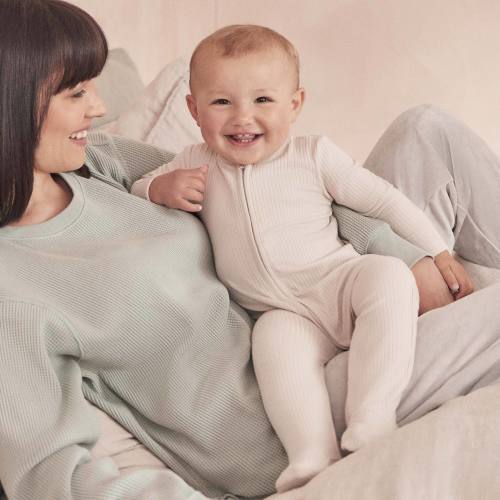 Ribbed Clever Zip Footed Baby Pajamas; 6-9M