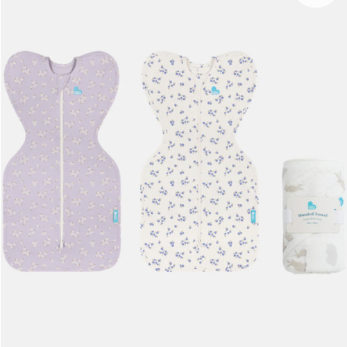 Swaddle Up Starter Bundle | 1.0 TOG | Lilac Meadow | Jacaranda Meadow | White Cloud Bunnies | Towel