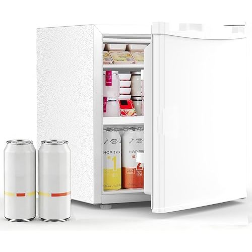 Antarctic Star Mini Fridge with Freezer, Rated 1.6 cu.ft, Small Upright Refrigerator with Removable Shelves, 7 Adjustable Thermostat, Low Noise for Bedroom/Apartment/Office,White