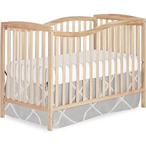 Dream On Me Chelsea 5-in-1 Convertible Full-Size Baby Crib in Natural, GreenGuard Gold & BSA, Pinewood, 4 Mattress Heights, Converts to Toddler, Day & Full-Size Bed, Modern Classic Nursery