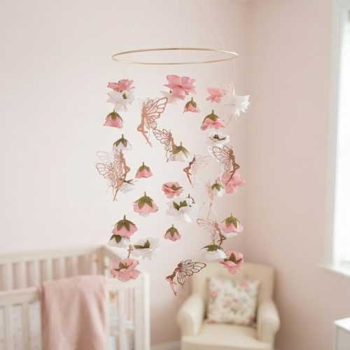 Fairy Mobile for Nursery, Fairy Baby Mobile, Baby Mobile Girl, Fairy Nursery Decor, Fairy Garden Nursery, Fairytale Mobile, Flower Mobile