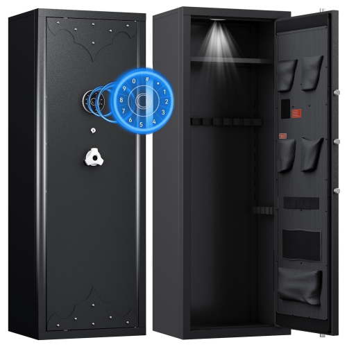 KAER 10-15 Gun Safe, Large Gun Safe with Removable Shelf and Gun Rack, Unassembled Gun Cabinet for Home and Shotgun