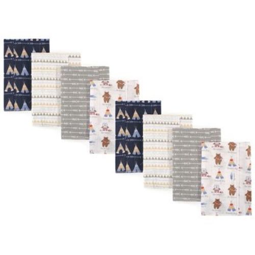 Luvable Friends Boys Cotton Poly Flannel Burp Cloths 8-Pack, Bear, One Size