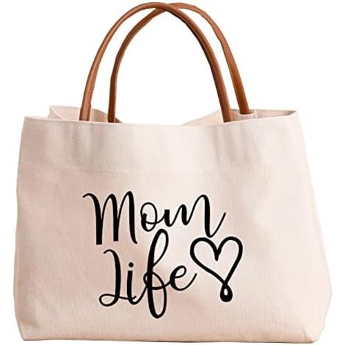 kifasyo Mom Mama Bag Mother Gifts Momlife Tote for Hospital, Shopping, Beach, Travel