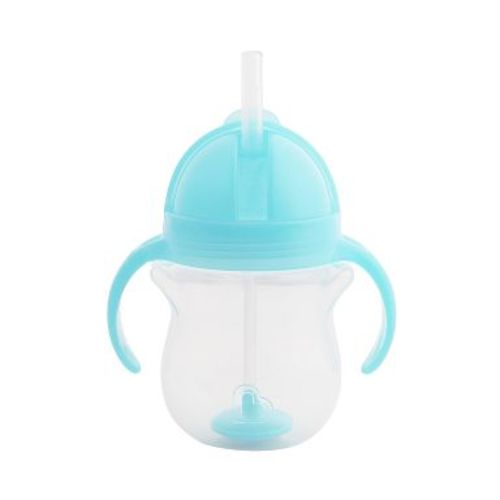 Munchkin Click Lock Weighted Straw Trainer Cup - 7oz - Blue: BPA-Free, Portable Drinkware, Flip-Top Lid, Sippy Cup