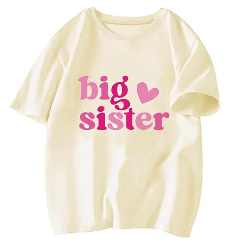 RMGVDSD Big Sister Shirts for Girls Summer T-Shirts Short Sleeve Crewneck Tops Kids Graphic Tees Casual T Shirts Everyday Wear 9-10 Years