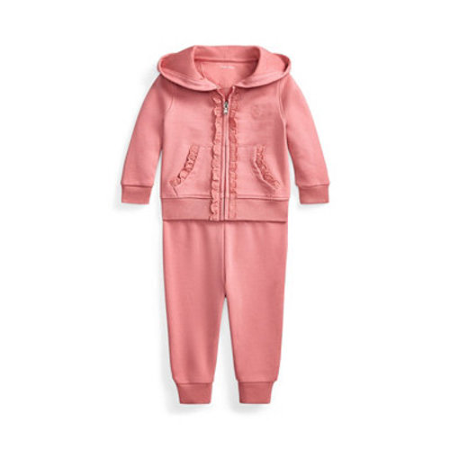 Baby Girls' Eyelet-Trim Long-Sleeve Hoodie and Jogger Pants, 2-Piece Set