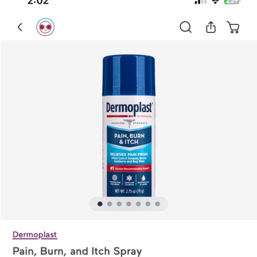 Dermoplast Pain, Burn & Itch Relief Spray for Minor Cuts, Burns and Bug Bites, 2.75 Oz (Packaging May Vary)
