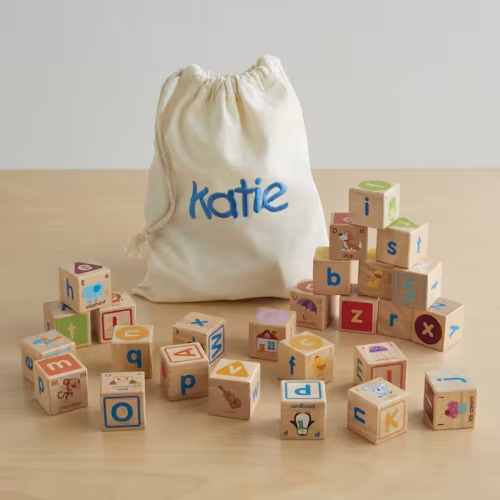 Set of 26 Wooden Alphabet Blocks