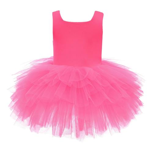 Pink Neon Solid Tutu Dress