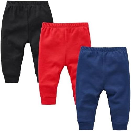 kavkas Infant and Toddler Active Pants Unisex Cotton Trousers Solid Color Baby Basic Jersey Leggings Boy Girl Bottoms
