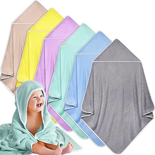 Chumia 6 Pack Baby Bath Towel Coral Fleece Soft Absorbent Newborn Hooded Towel for Kid 30 x 30 Inch Toddler Bath Blanket for Babies Infant Shower Gift(Mixed Colors)
