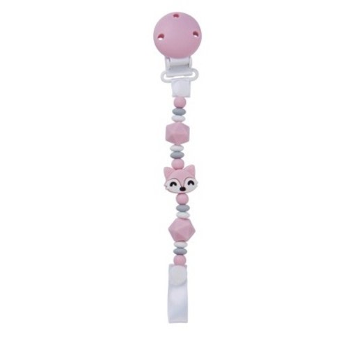 SARO "Foxy" Silicone Pacifier Clip Holder - Pink: BPA-Free Baby Teether Chain & Soother Clip