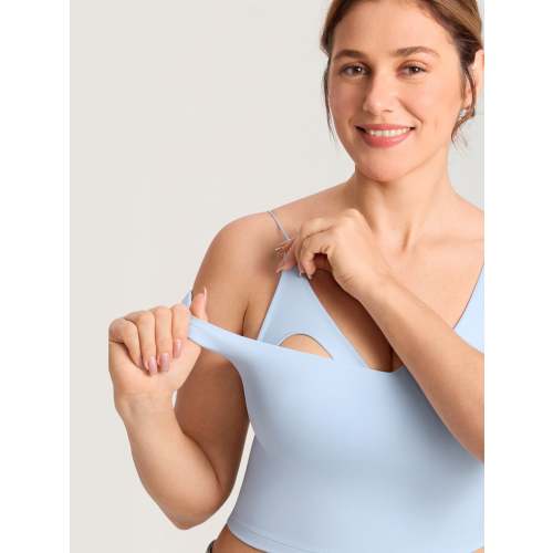 MOMANDA Women's Natrelax® Nursing Crop Tank Top - V Neck