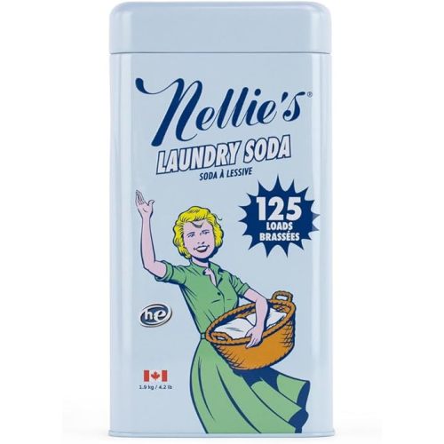 Nellie’s Laundry Soda 125 Load – Only on Amazon – Powder Detergent with 4 Ingredients – No Residue – Hot or Cold Water – HE & Septic Safe – Made in Canada