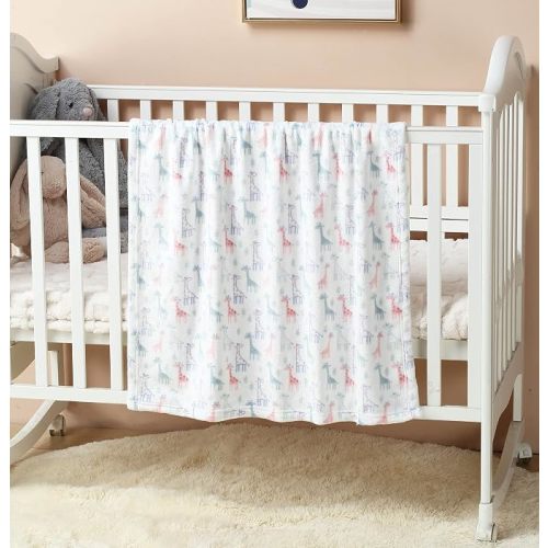 CREVENT Cute Silky Plush Baby Blanket for Girls & Boys Infants Toddlers Newborns Crib Cot Stroller, Giftable Suitable for All Season - Ivory Giraffe