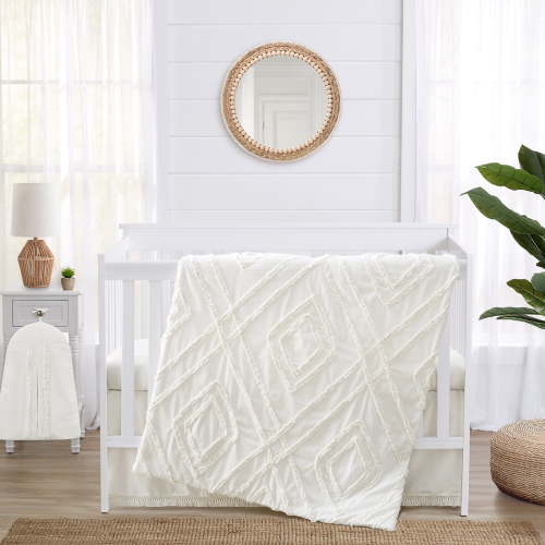 Sweet Jojo Designs Diamond Tuft Ivory Off White 4 Piece Crib Bedding Set