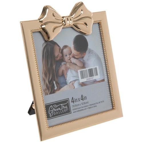 Gold Bow Metal Picture Frame - 4" x 4"