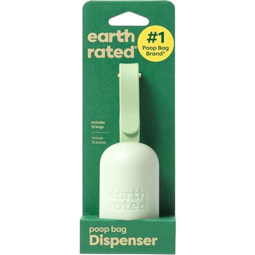 Earth Rated Dog Poop Bag Holder, Durable and Guaranteed Leakproof, Unscented, Dispenser with Starter Roll