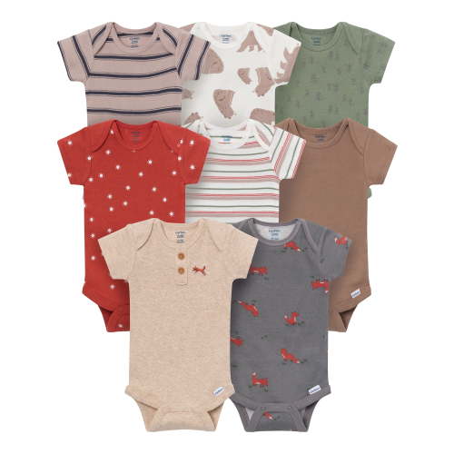 Gerber Baby Neutral Short Sleeve Onesies, 8-Pack, Sizes 0/3 Newborn - 12 Months