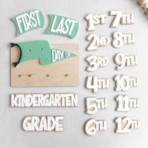 First & Last Day of School Sign | Magnetic School Milestone Board | Reusable Wooden Photo Prop | Interchangeable Grades