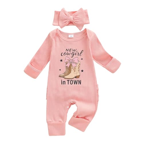 FYBITBO Western Baby Girl Clothes Newborn Cowgirl Outfit Romper Jumpsuit | Baby Girl Newborn Clothes Fall Winter Outfits Cow Print Romper Jumpsuit Coming Home Bodysuit Infant Western Cowgirl Outfit