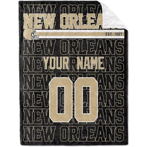 KREDE New Orleans Throw Blanket for Baby Boy Girl Custom Name and Number Gifts