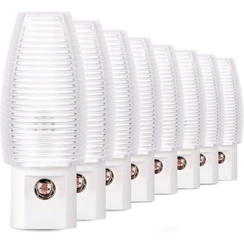 Emotionlite 8 Pack Plug in Night Light, Warm White LED Nightlight, Dusk to Dawn Sensor, Kids, Nursery, Bedroom, Bathroom,Hallway, Stairs, Kitchen