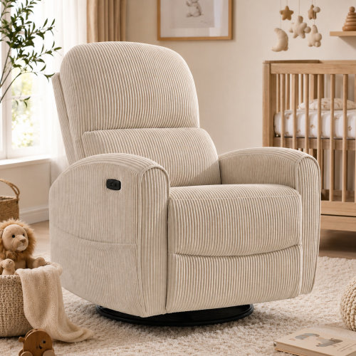 Ebern Designs Oversized Power Nursery Chair, 26" Extra Wide Swivel Rocker Recliner With Adjustable Headrest | Wayfair
