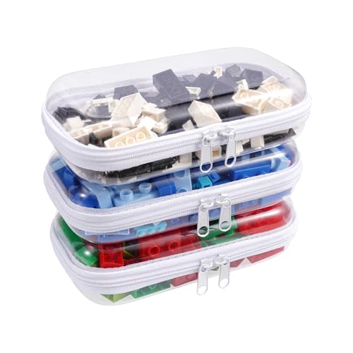 Clear Hard Shell Zipper Case,3PCS Transparent Clear Zipper Pouches,Hard Side Plastic Case Set,Portable Travel Storage Organizer Bins