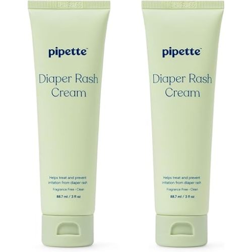 Pipette Diaper Rash Cream, Fragrance Free, 3 fl oz (Pack of 2)