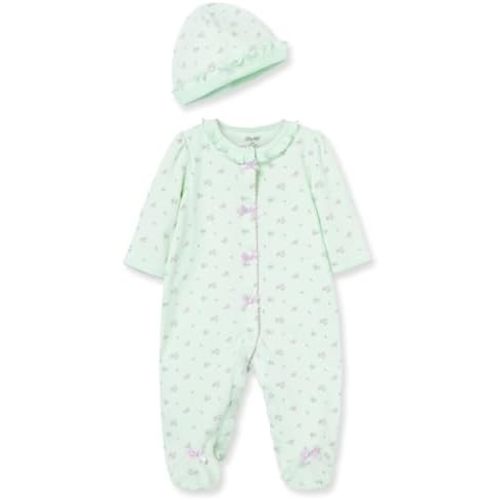 Little Me Baby Clothes & Outfits - Girls One Piece Hat & Footed Sleeper Pajamas - 3 Months, Petite Rose