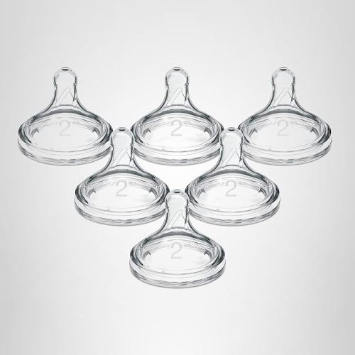 Dr. Brown’s Natural Flow® Level 2 Wide-Neck Baby Bottle Silicone Nipple, Medium Flow, 3m+, 100% Silicone Bottle Nipple, 6 Pack