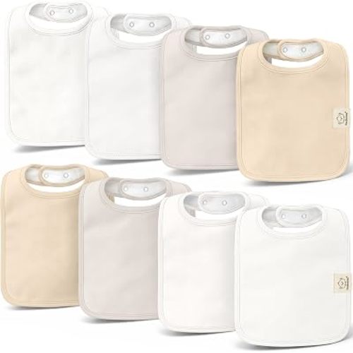 KeaBabies 8-Pack Organic Baby Bibs for Boys, Girls Drool Bibs (Purest)