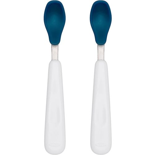 OXO Tot Feeding Spoon Set with Soft Silicone, Navy, 2 Count (Pack of 1)