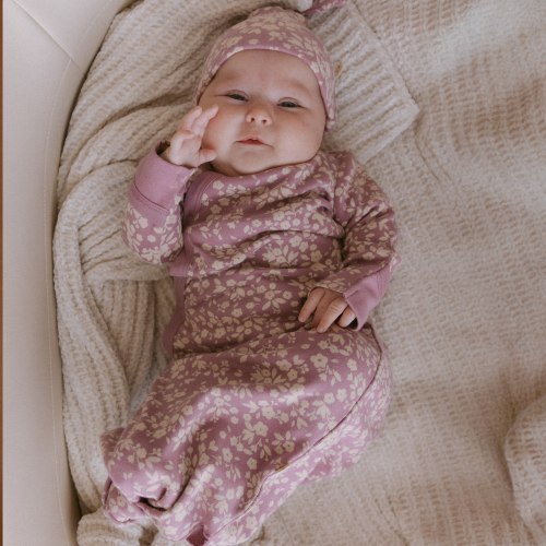 Organic Kimono Knotted Sleep Gown - Thistle