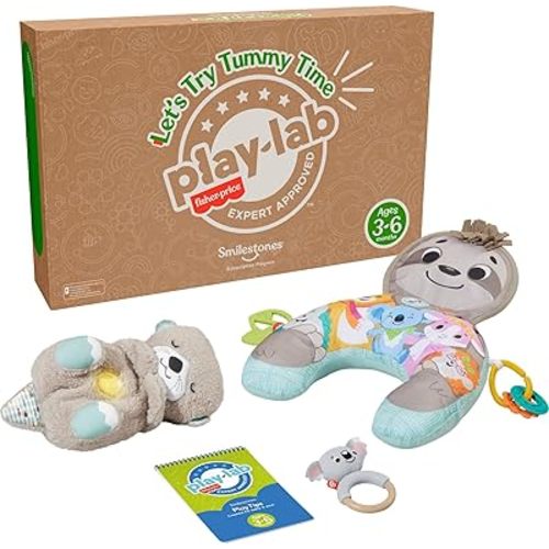 Fisher-Price Baby Play Kit Let’s Try Tummy Time Gift Set, Developmental Toys with Activity Guide for Infants Ages 3+ Months