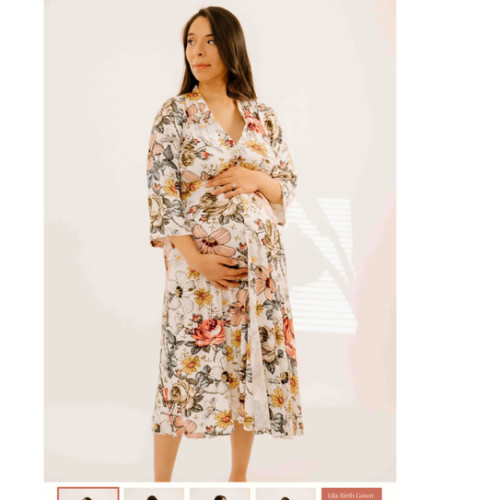 Lila Labor & Postpartum Gown in Vintage Floral