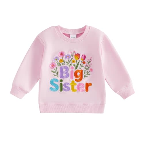 Bagilaanoe Little Sister Big Sister Matching Outfit Baby Girl Long Sleeve Romper Toddler Girl Sweatshirt Pullover Tops