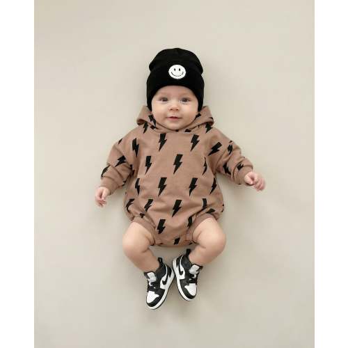 Hooded Bubble Romper | Mocha Bolts