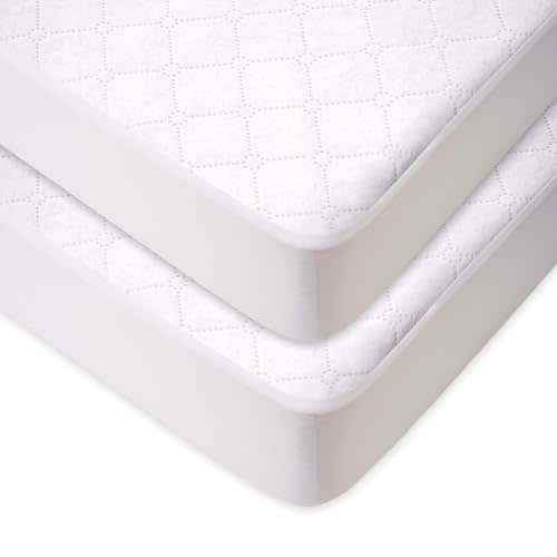 American Baby Company 2 Pack Waterproof Crib Mattress Protector 52" x 28" | Fitted Crib & Toddler Mattress Pad Cover - Quilted, Noiseless, Ultra-Soft & Breathable