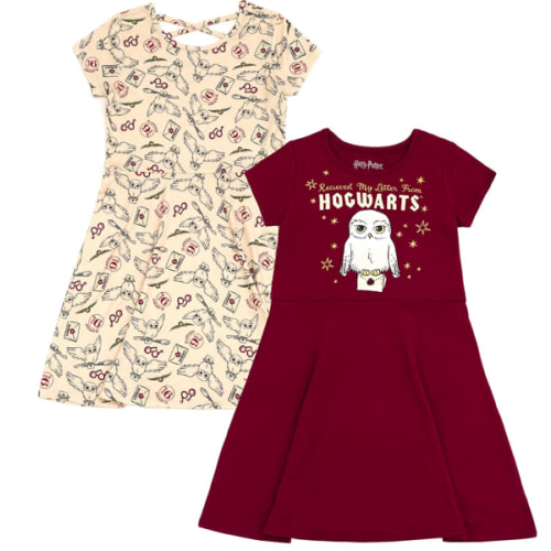 Harry Potter Girls 2 Pack Skater Dresses Toddler to Big Kid Sizes (4T - 14-16)