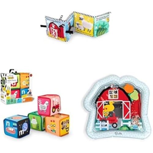 Baby Einstein Farm Explorers Learning Collection (3-Piece) – Soft Activity Book, Alphabet Stacking Blocks, and Sensory Water Mat for Baby Development